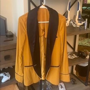 Free People Mustard Yellow velvet oversized blazer
